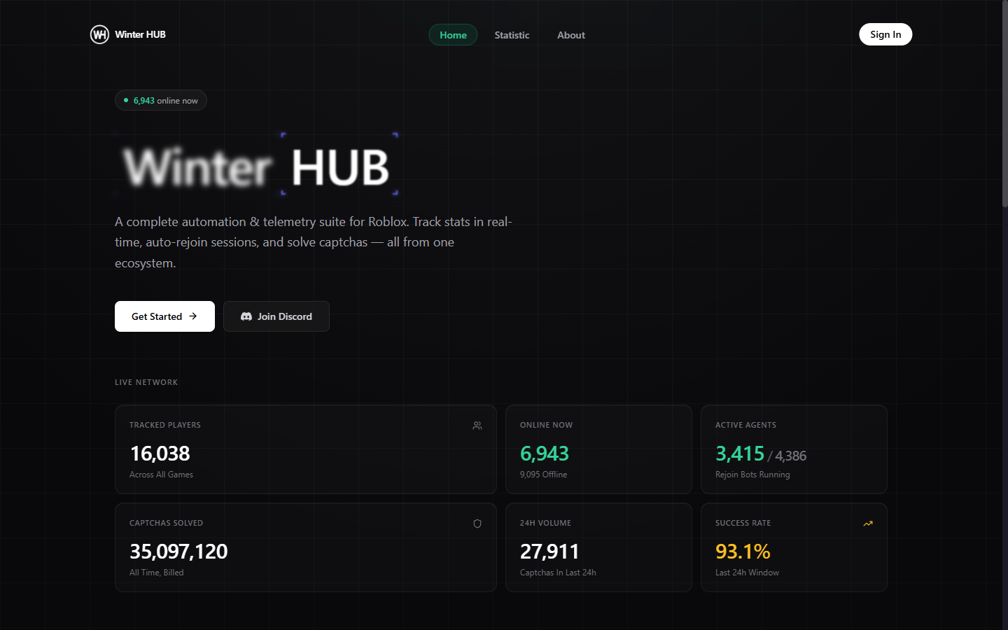 WinterHUB Game Dashboard